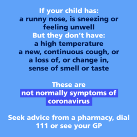What to do if your child has a a runny nose, is sneezing or feeling unwell